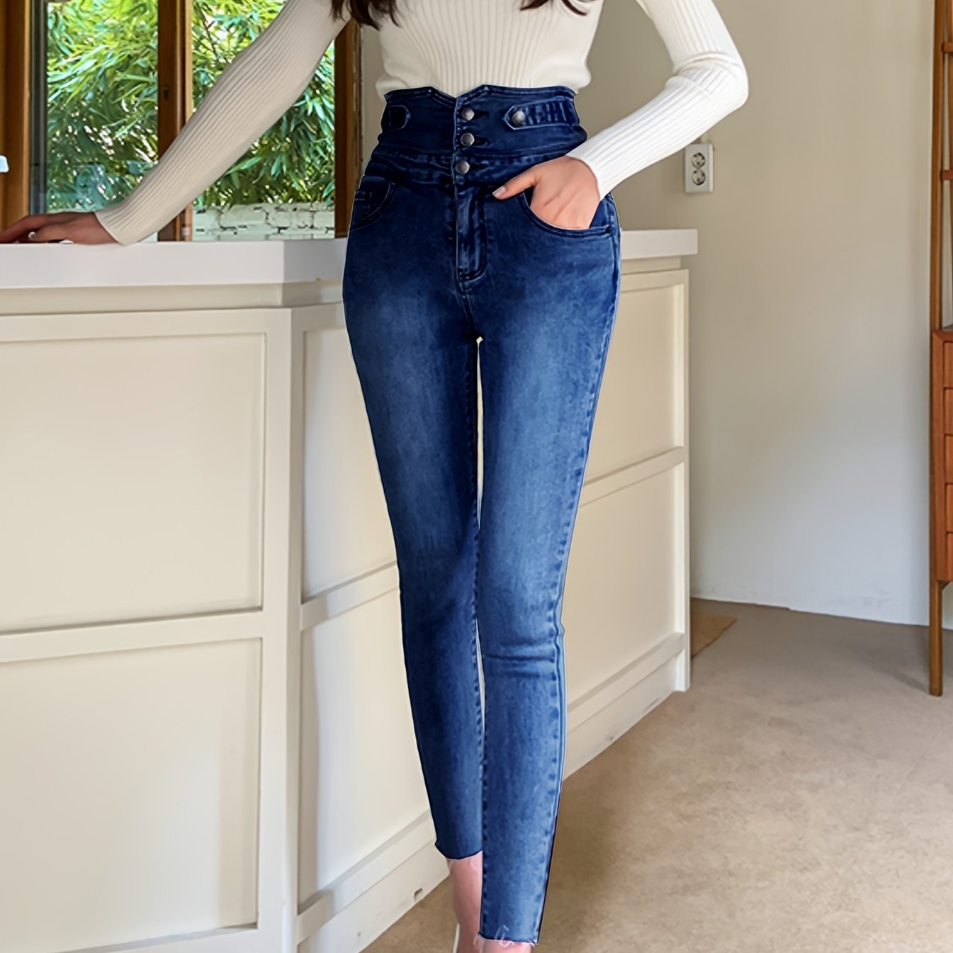 Elegant High-Waist Skinny Jeans