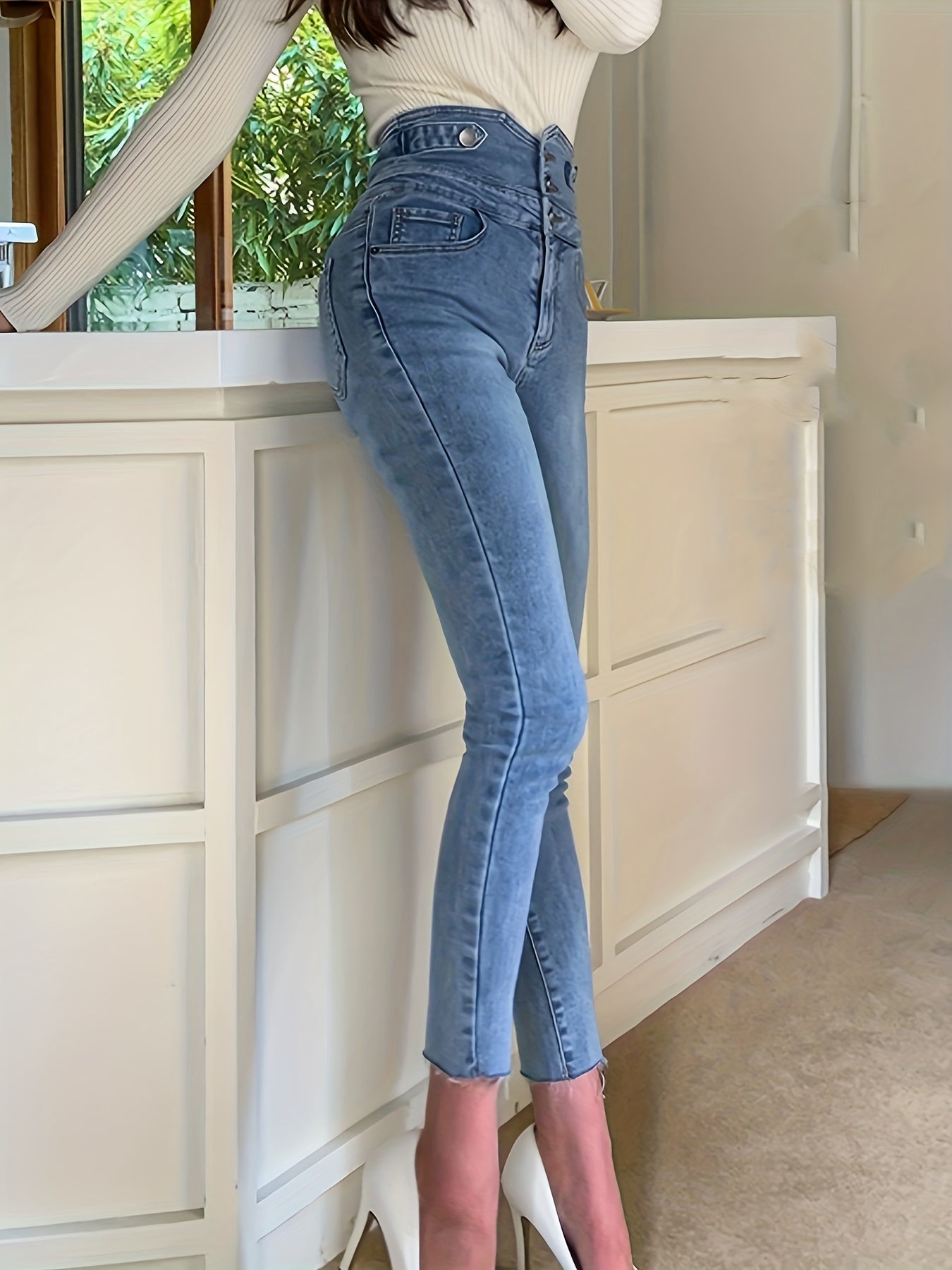 Elegant High-Waist Skinny Jeans