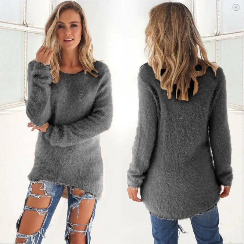 Pull en Tricot Femme O-Neck Confortable et Ample