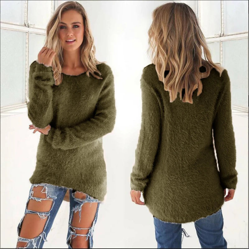 Pull en Tricot Femme O-Neck Confortable et Ample