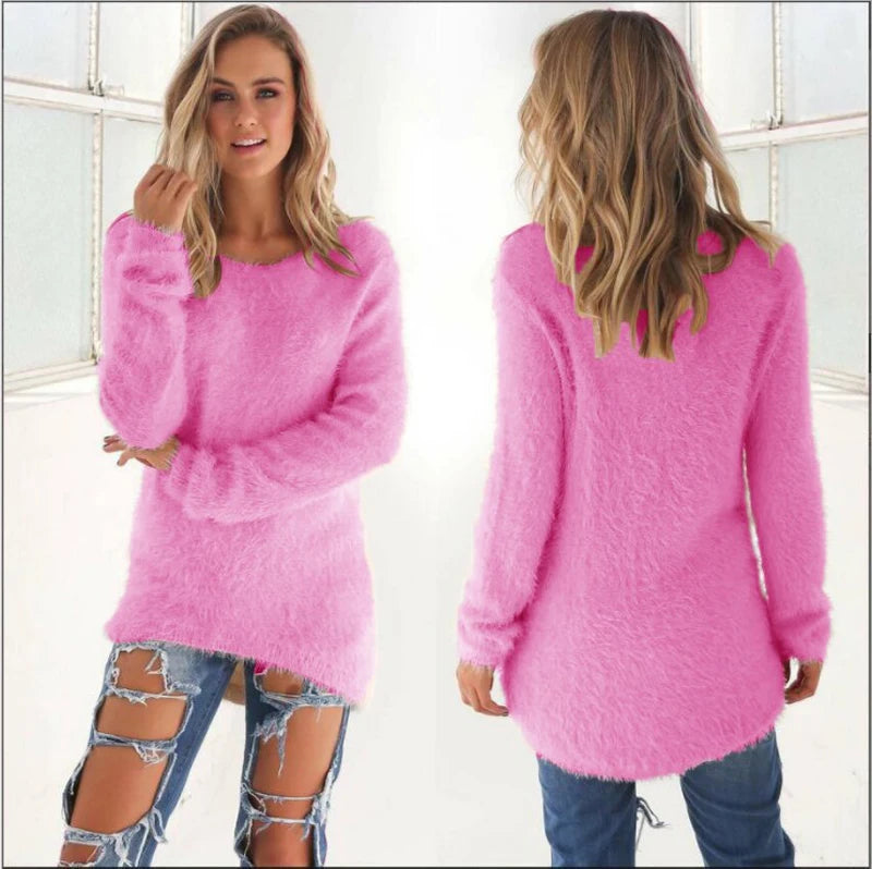 Pull en Tricot Femme O-Neck Confortable et Ample