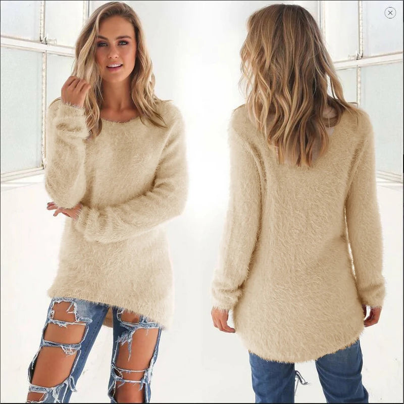 Pull en Tricot Femme O-Neck Confortable et Ample