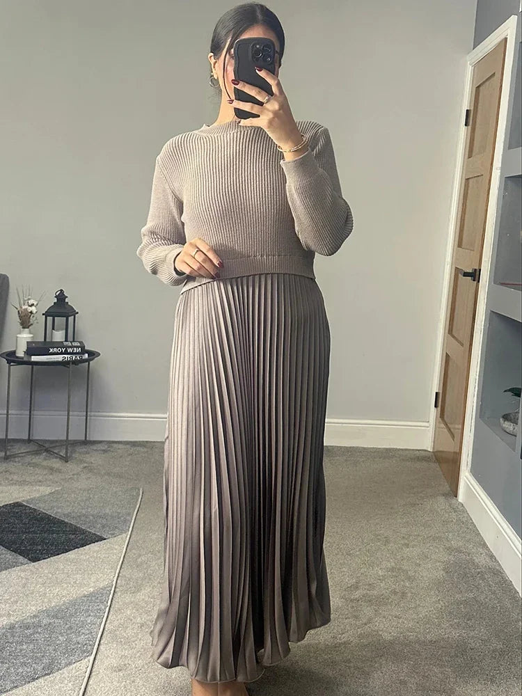 Knitted Long Sleeve Sweater Pullover Dress – 2025 Autumn/Winter Collection