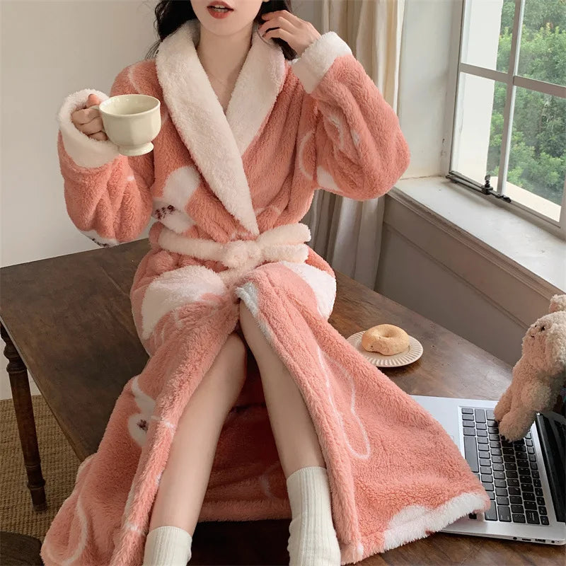 Women's Pajamas Winter Sleepwear – Cozy Coral Fleece Robe Set