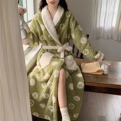 Women's Pajamas Winter Sleepwear – Cozy Coral Fleece Robe Set