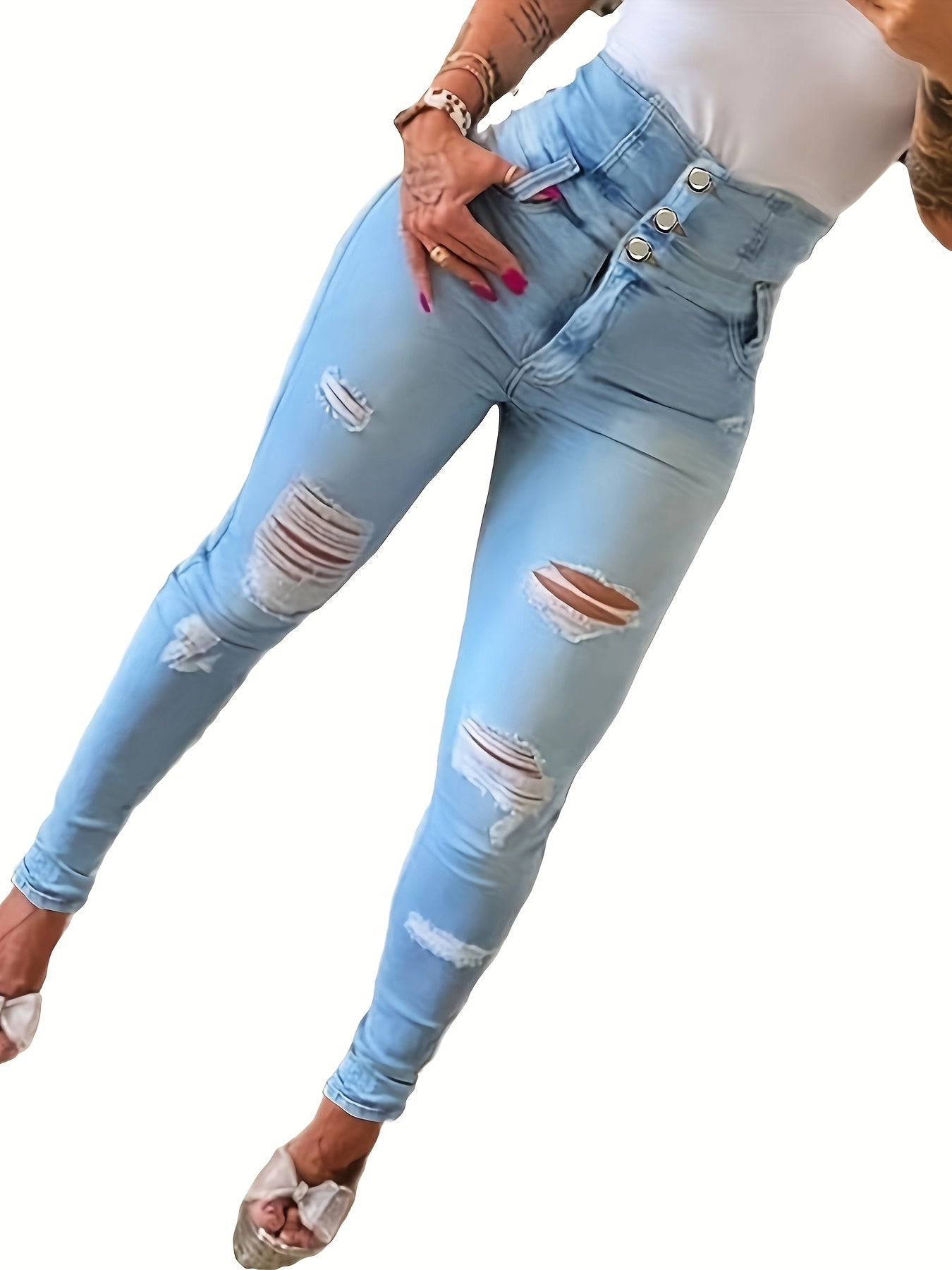 Women’s High-Waist Ripped Skinny Jeans